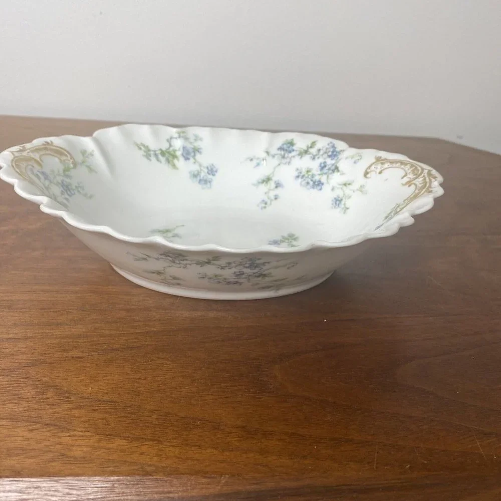Vintage Limoges france haviland Vegetable Serving Dish blue flowers 9.5”
